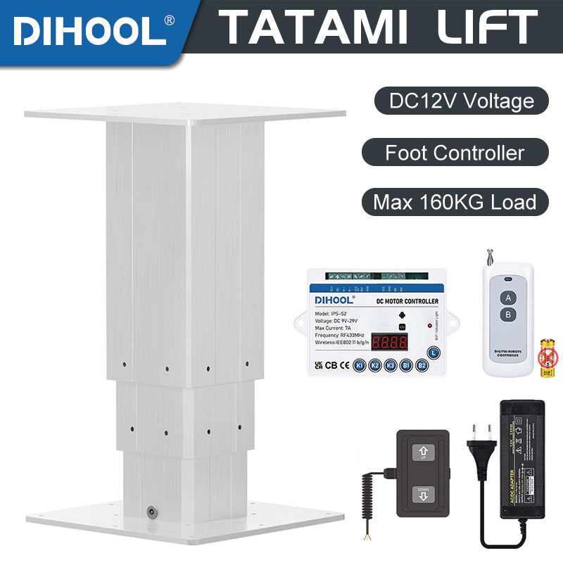Tatami Lifting Column Iron Plate Foot Controller 12V DC Motor 800N 176LB Load - DHLCE-S2
