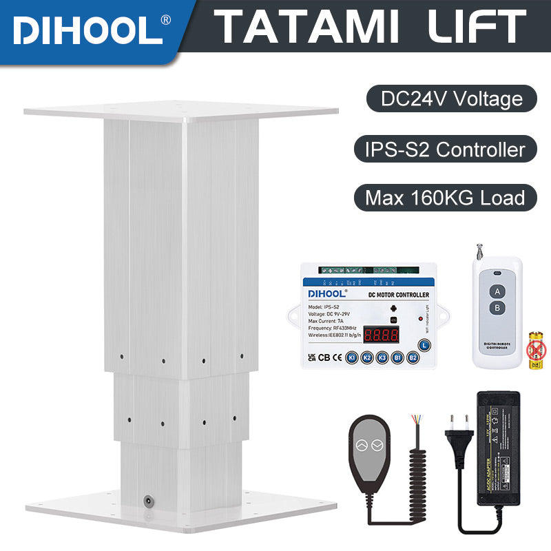 Tatami Lifting Column Iron Plate 24V DC Motor 800N 176LB Load 10MMS Hand Control - DHLCE-S2