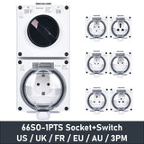 66SO Socket IP66 Waterproof With Switch US/3PM/UK/FR/EU/AU