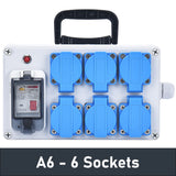 AGS Waterproof Socket Box IP44 EU/FR/US/AU/UK/3PM Black/Blue