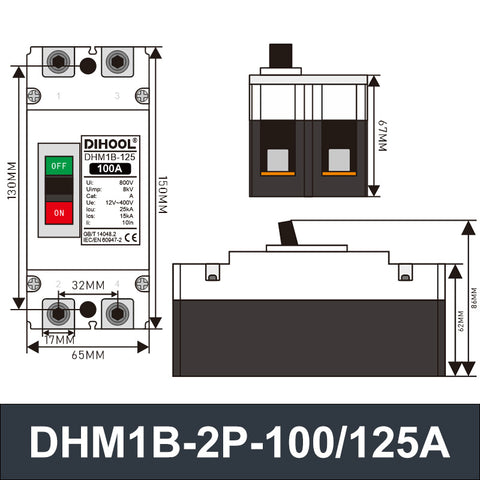 DHM1B-2P Molded Case Circuit Breaker DC MCCB