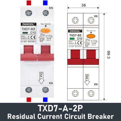 "TXD7-A Class-A Residual Current Circuit Breaker Leakage Protection 6-63A