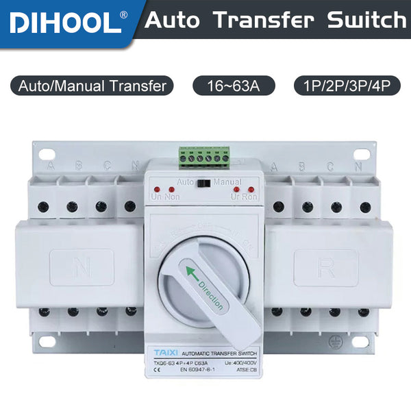Shiyinge 63 A, 4 P, 220 V, interruttore di emergenza, commutatore di carico, interruttore di trasferimento automatico, manuale, doppio trasferimento, interruttore di alimentazione di emergenza, per