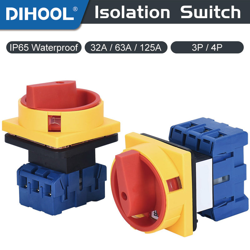 "UKP IP65 Waterproof Padlock Rotary Isolator Cam Switch OFF-ON Disconnect Switch 32A 63A 125A