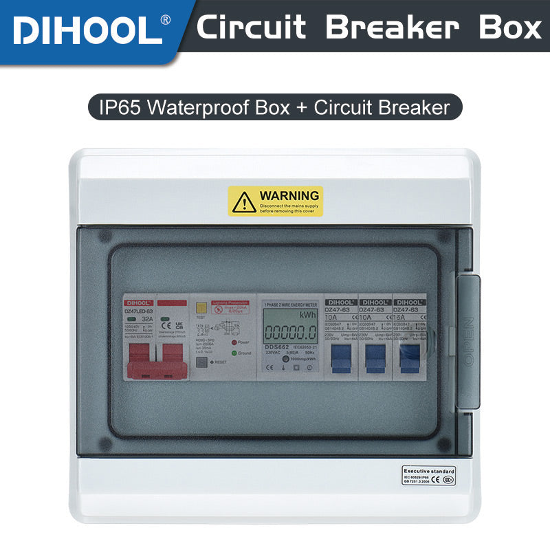 "HKD Circuit Breaker With IP65 Waterproof Box MCB RCCB Meter Circuit Breaker Set
