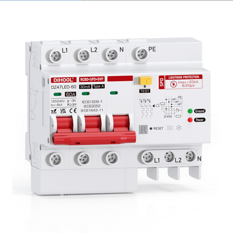 DZ47LED-2LNE Residual Current Circuit Breaker 10A~60A