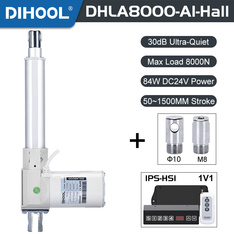 Hall Electric Linear Motion Actuator 24V DC Motor 8000N 1760LB Load - DHLA8000-A1-Hall-HS1-1V1