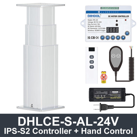 DHLCE-S1155A-AL 3 Stage Electric Lifting Column - AL Panel 24V DC Motor 2000N 450LB Load