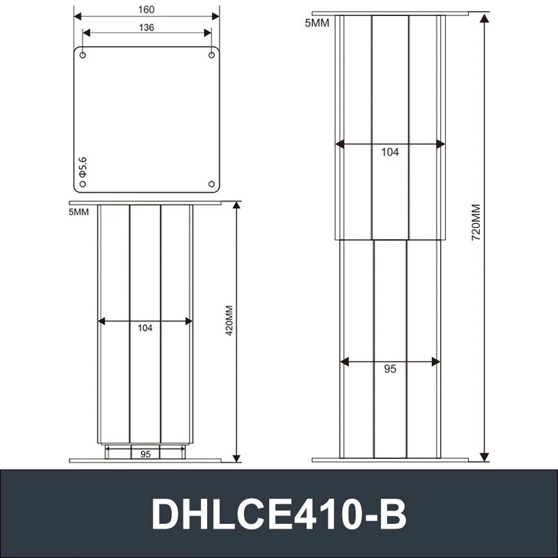 DHLCE-AL 2 Stage Electric Lifting Column - AL Panel Hall Controller 1000N 220LB Load - DHLCE-420