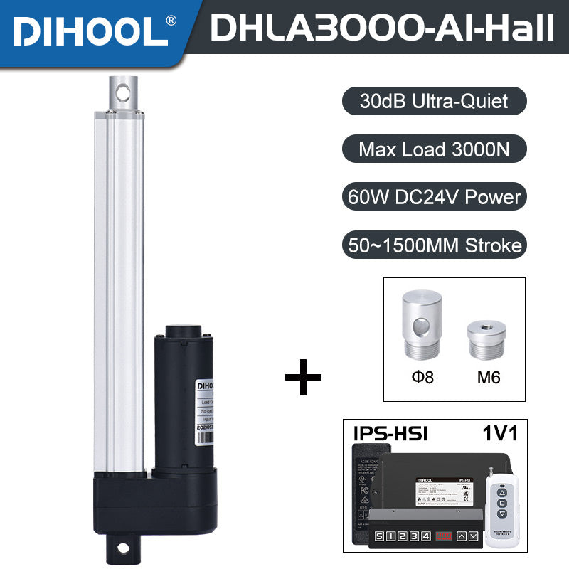 Hall Electric Linear Motion Actuator 29V-32V DC Motor 3000N 660LB Load - DHLA3000-A1-HALL-HS1-1V1