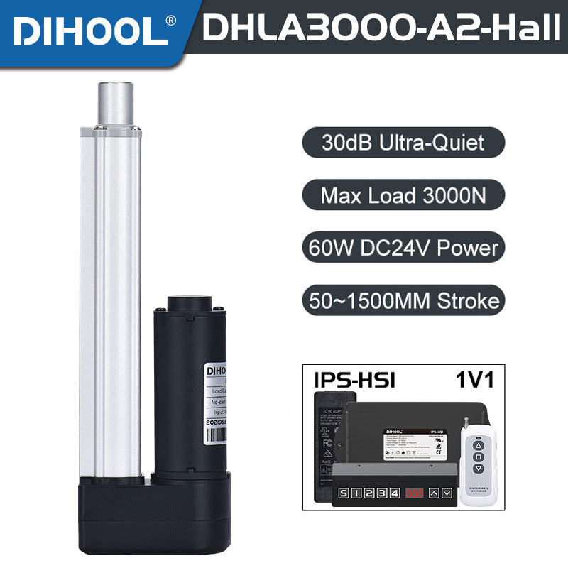 Hall Electric Linear Motion Actuator 29V-32V DC Motor 3000N 660LB Load - DHLA3000-A2-HALL-HS1-1V1