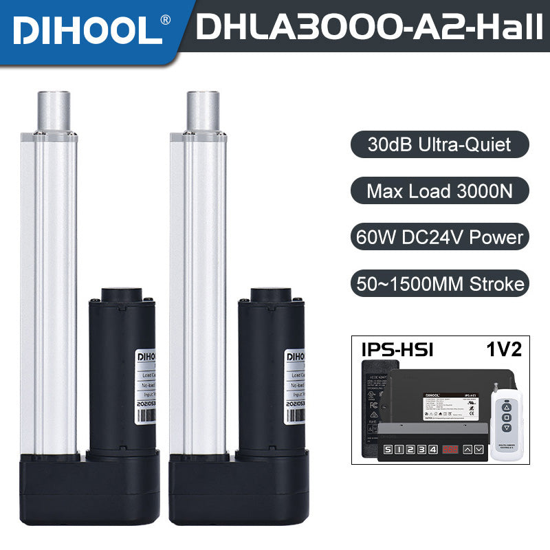 Hall Electric Linear Motion Actuator 29V-32V DC Motor 3000N 660LB Load - DHLA3000-A2-HALL-HS1-1V2