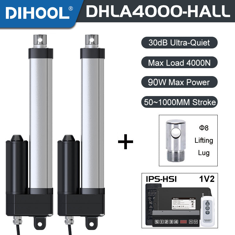 Hall Electric Linear Motion Actuator 24V DC Motor 4000N 880LB Load - DHLA4000-Hall-HS1-1V2