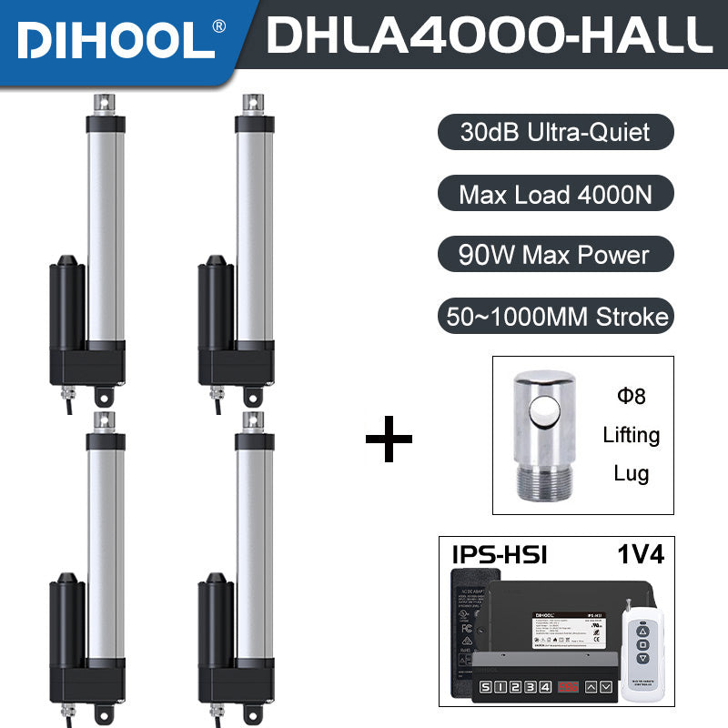 Hall Electric Linear Motion Actuator 24V DC Motor 4000N 880LB Load - DHLA4000-Hall-HS1-1V4