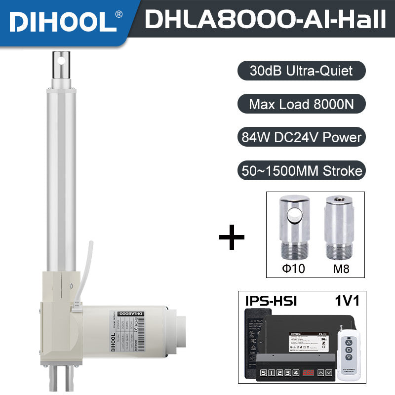 Hall Electric Linear Motion Actuator 24V DC Motor 8000N 1760LB Load - DHLA8000-A1-Hall-HS1-1V1