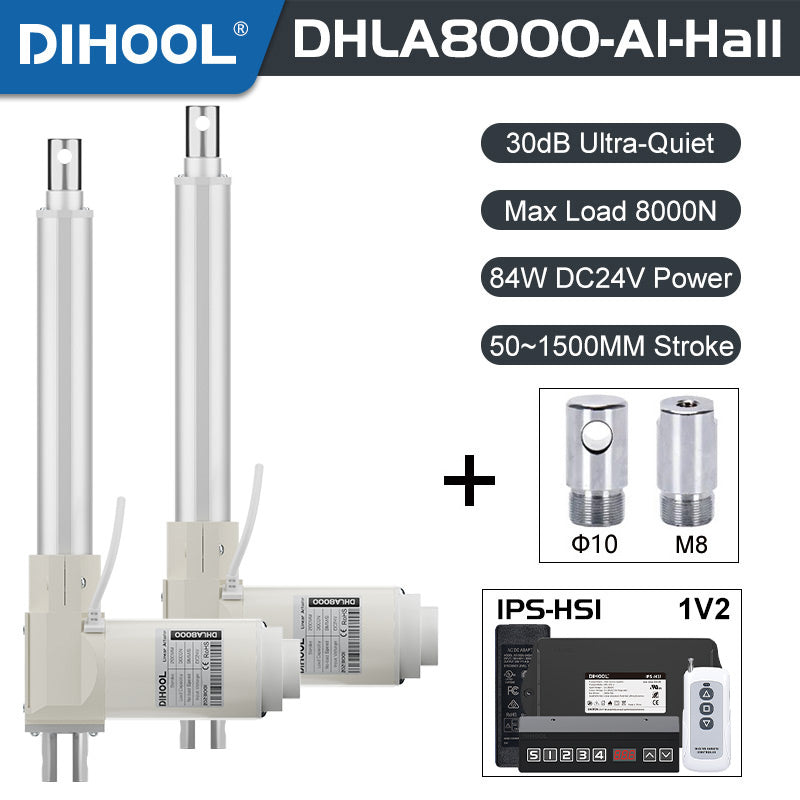 Hall Electric Linear Motion Actuator 24V DC Motor 8000N 1760LB Load - DHLA8000-A1-Hall-HS1-1V2