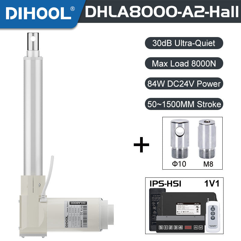 Hall Electric Linear Motion Actuator 24V DC Motor 8000N 1760LB Load - DHLA8000-A2-Hall-HS1-1V1