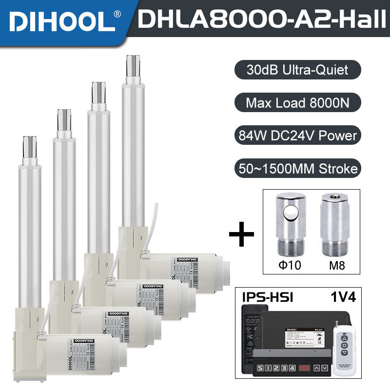Hall Electric Linear Motion Actuator 24V DC Motor 8000N 1760LB Load - DHLA8000-A2-Hall-HS1-1V4