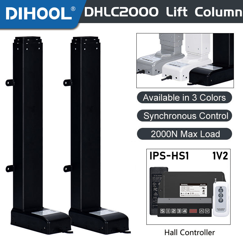 Electric Lifting Column 24V-32V DC Motor 2000N 440LB Load 1V2 - DHLC2000-Hall-HS1-1V2