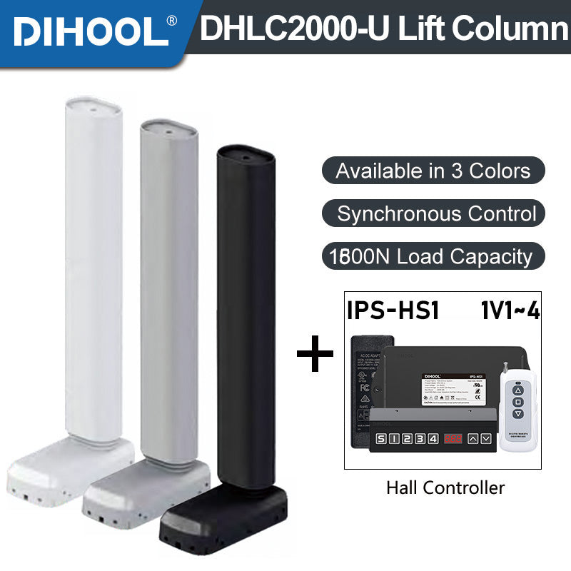 Electric Lifting Column U-Type 24V-32V DC Motor 1500N 330LB Load - DHLC2000-U