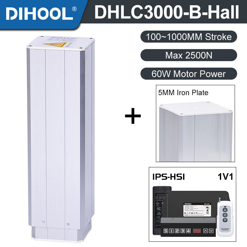 Electric Lifting Column 24V DC Motor 2700N 594LB Load - DHLC3000-B-Hall-HS1-1V1