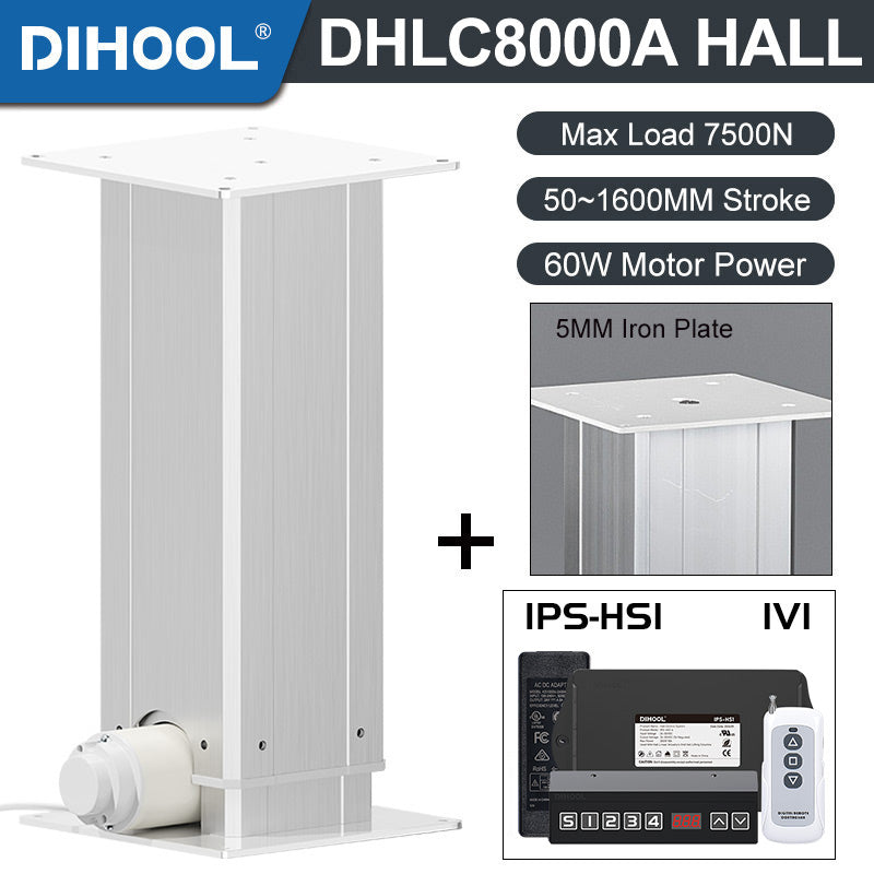 Electric Lifting Column 24V DC Motor 7500N 1650LB Load - DHLC8000-A-Hall-HS1-1V1