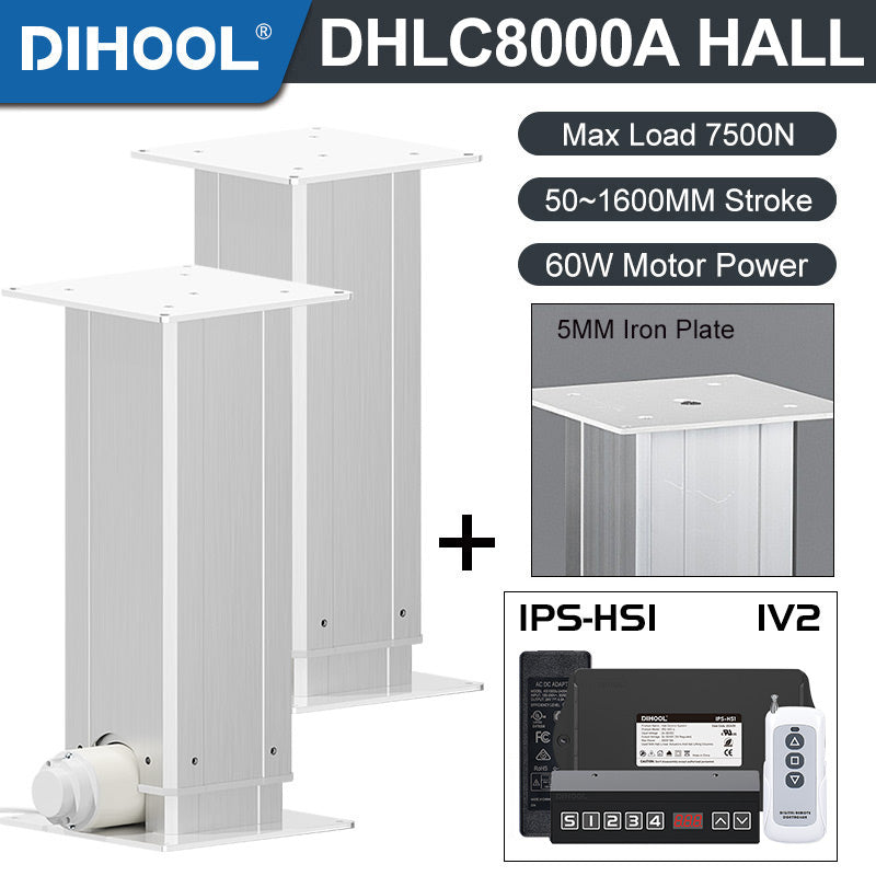 Electric Lifting Column 24V DC Motor 7500N 1650LB Load - DHLC8000-A-Hall-HS1-1V2