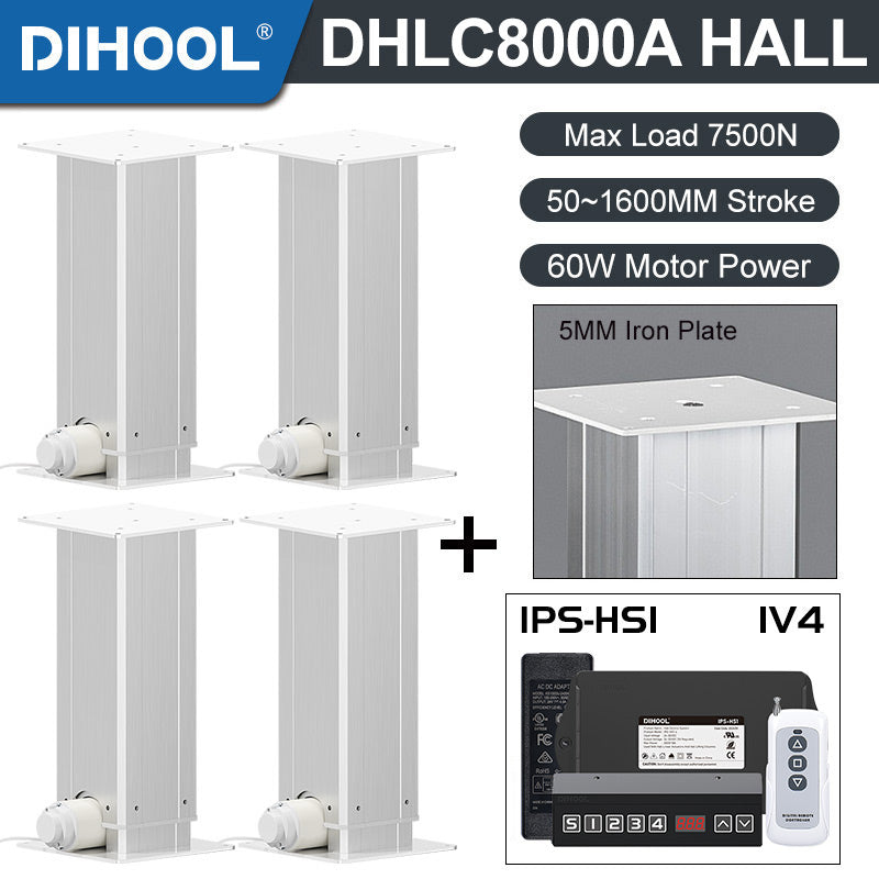 Electric Lifting Column 24V DC Motor 7500N 1650LB Load - DHLC8000-A-Hall-HS1-1V4