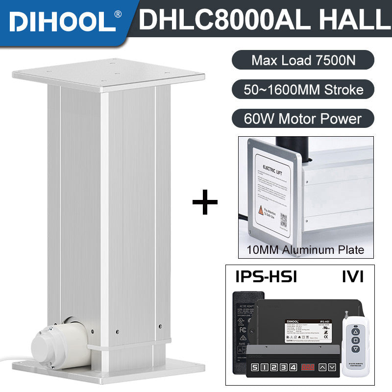 Electric Lifting Column 24V DC Motor 7500N 1650LB Load - DHLC8000-AL-Hall-HS1-1V1
