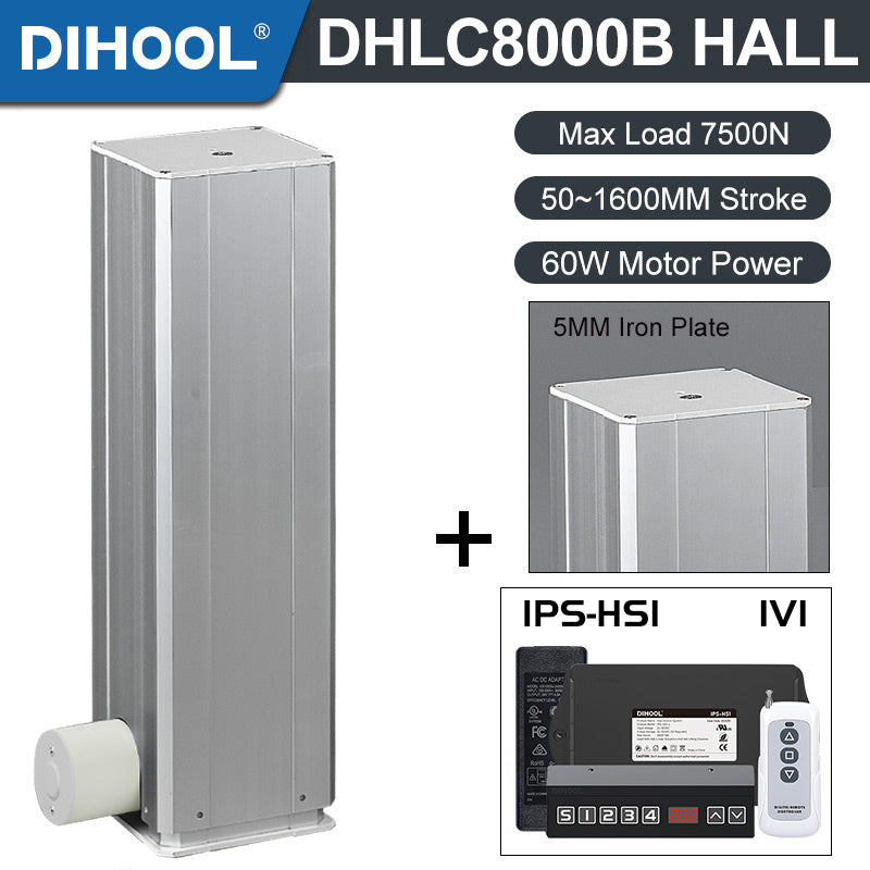 Electric Lifting Column 24V DC Motor 7500N 1650LB Load - DHLC8000-B-Hall-HS1-1V1