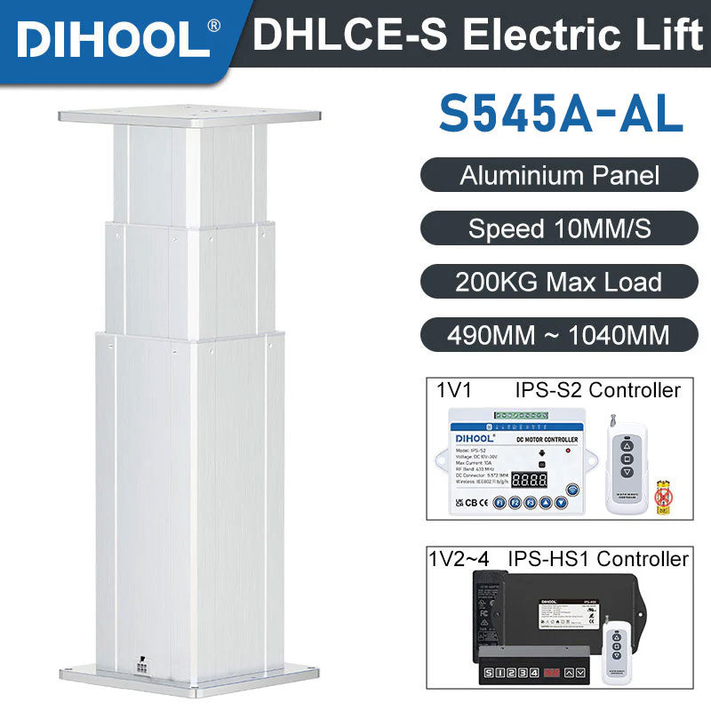 DHLCE-S545A-AL 3 Stage Electric Lifting Column - AL Panel 24V DC Motor 2000N 450LB Load