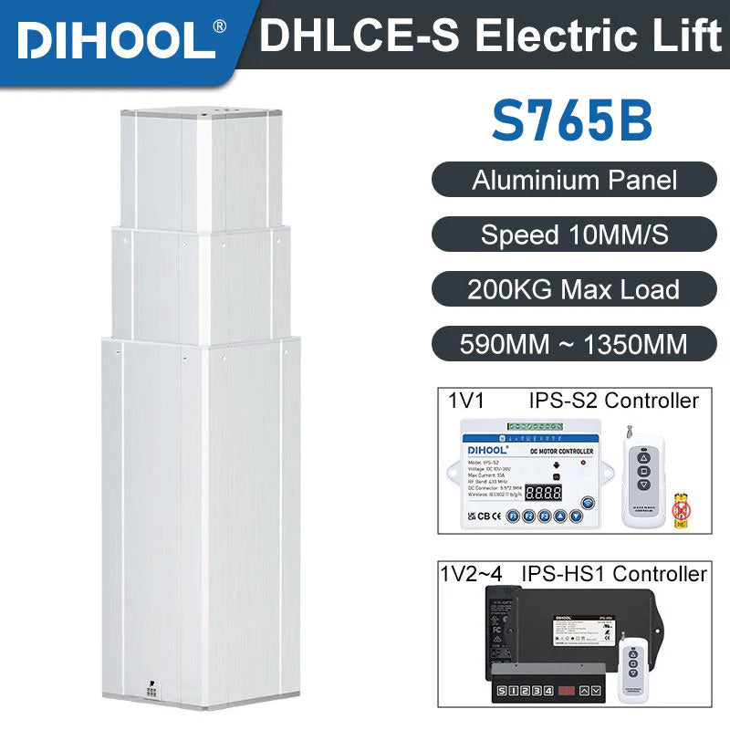 DHLCE-S765B 3 Stage Electric Lifting Column - IR Panel 24V DC Motor 2000N 450LB Load