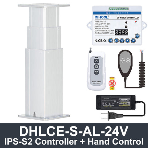 DHLCE-S545A-AL 3 Stage Electric Lifting Column - AL Panel 24V DC Motor 2000N 450LB Load