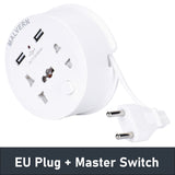 "GRP20 Multifunctional Socket with USB Power Outlet Portable Universal Adapter Circle Extension Power Strip EU Plug with Cable 140CM