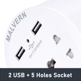 "GRP20 Multifunctional Socket with USB Power Outlet Portable Universal Adapter Circle Extension Power Strip EU Plug with Cable 140CM
