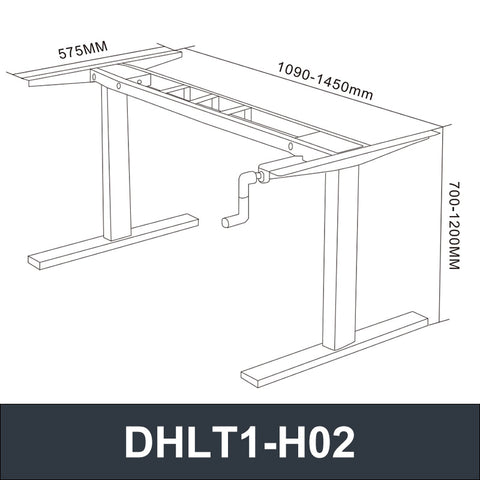H02 Table Hand Crank Height Adjustable Desk Frame Sit Stand Lifting Table - DHLT1 ...