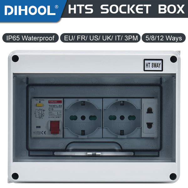 HTS Waterproof Socket Box IP65 With MCB RCBO Circuit Breaker – DIHOOL