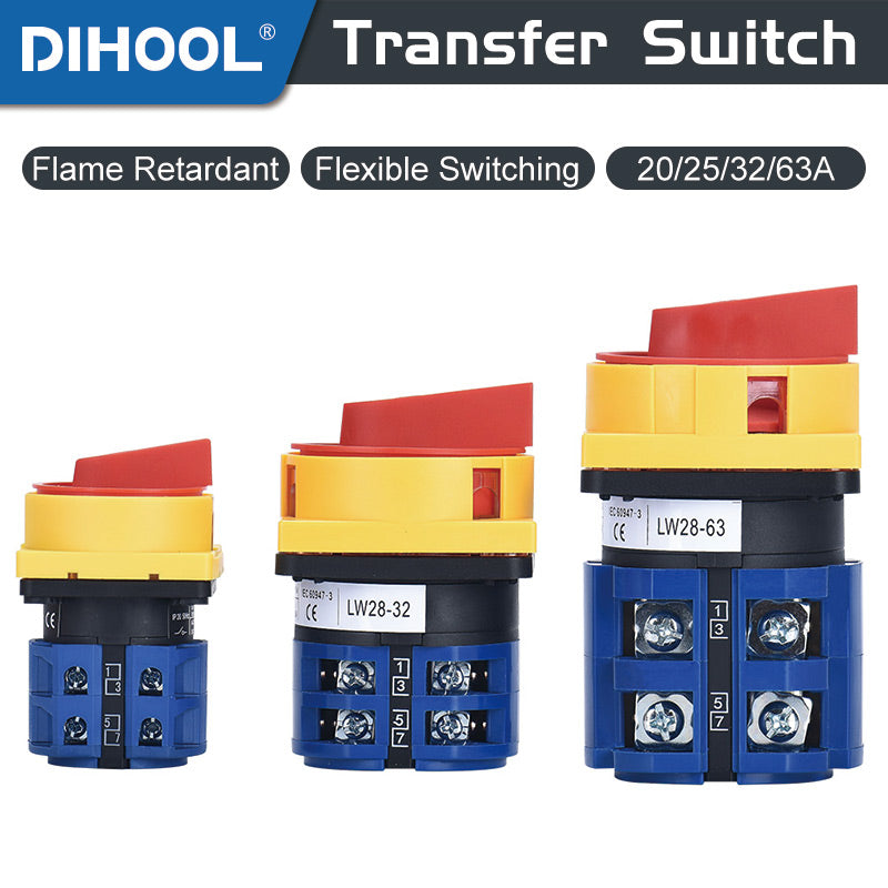 LW28 Transfer Switch Rotary Universal Changeover Cam Switch 88X88 64X64 48X48 MM Panel