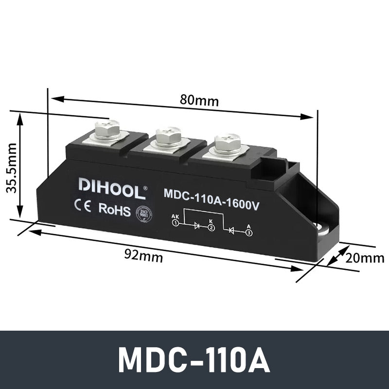 MDQ 30A-1200A Single-Phase Diode Bridge Rectifier Module With Radiator ...
