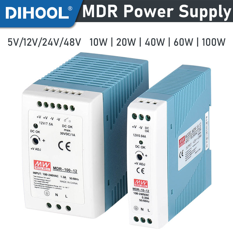 MDR Rail Type Switching Power Supply 5V/12V/24V/48V 10W/20W/40W/60W/100W