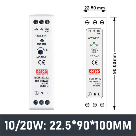"MDR Rail Type Switching Power Supply 5V/12V/24V/48V 10W/20W/40W/60W/100W
