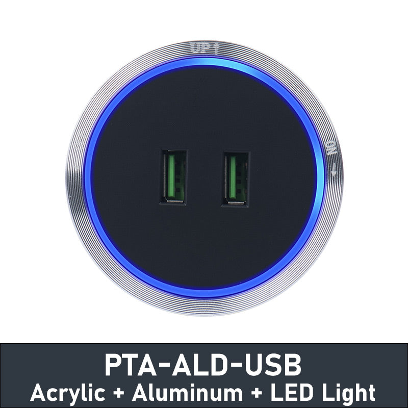 PTA-ALD Power Track Adapter With LED Light Movable Socket Round-Type Acrylic Aluminum
