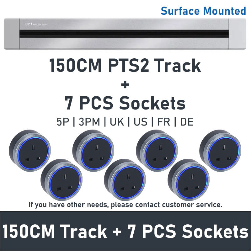 "PTS2T Surface Installation Power Track And Removable Socket - Left & Right Wiring