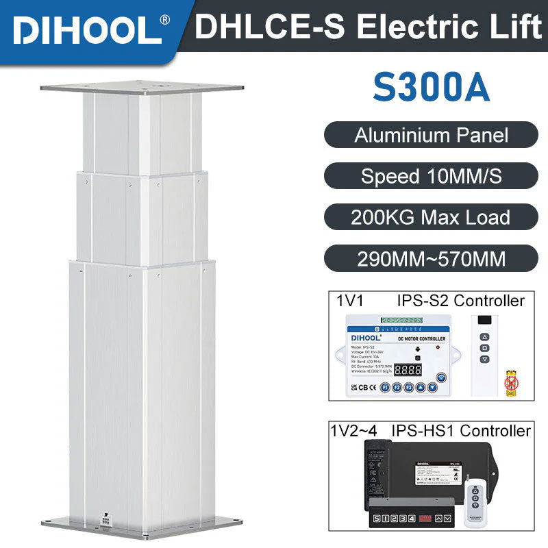 DHLCE-S300A 3 Stage Electric Lifting Column - IR Panel 24V DC Motor 2000N 450LB Load