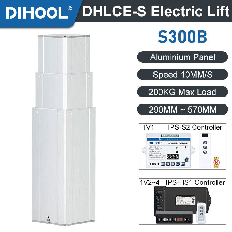 DHLCE-S300B 3 Stage Electric Lifting Column - IR Panel 24V DC Motor 2000N 450LB Load