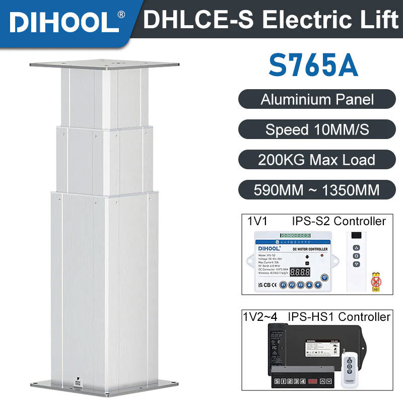 DHLCE-S765A 3 Stage Electric Lifting Column - IR Panel 24V DC Motor 2000N 450LB Load