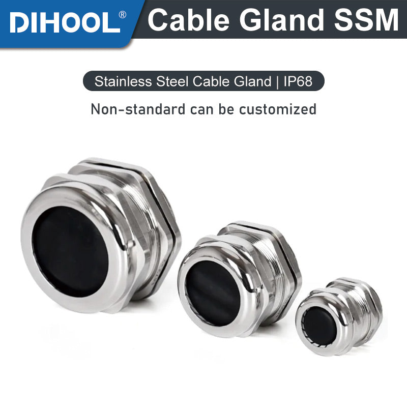 Stainless Steel Cable Gland SSM IP68 Metric Metal Waterproof Fixing Joint