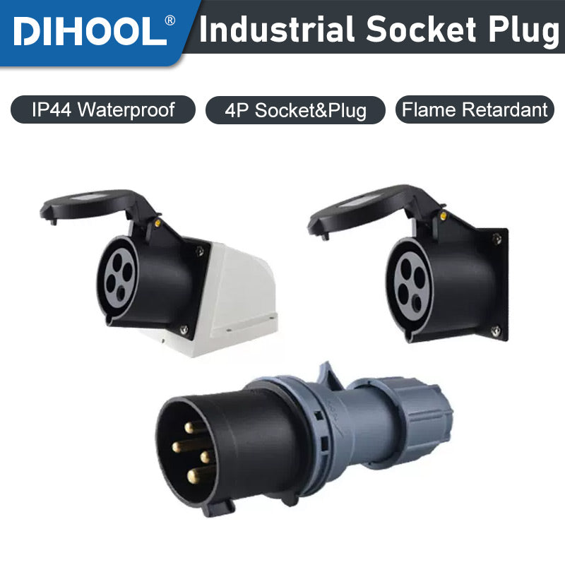TXA-5H Black Industrial Plug And Socket Coupler Waterproof IP44 4Pins ...