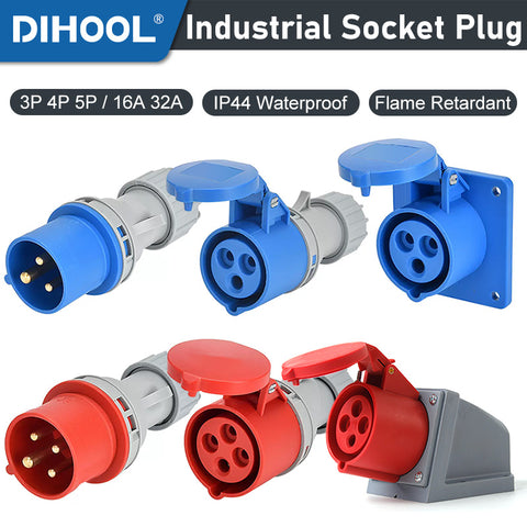 TXB-IP44 Industrial Plug And Socket Coupler Waterproof IP44 3/4/5Pins ...