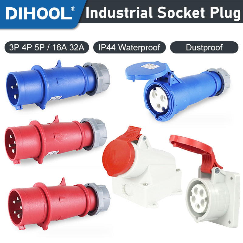 -TXC-IP44 Industrial Plug And Socket Coupler Waterproof IP44 3/4/5Pins 16A/32A